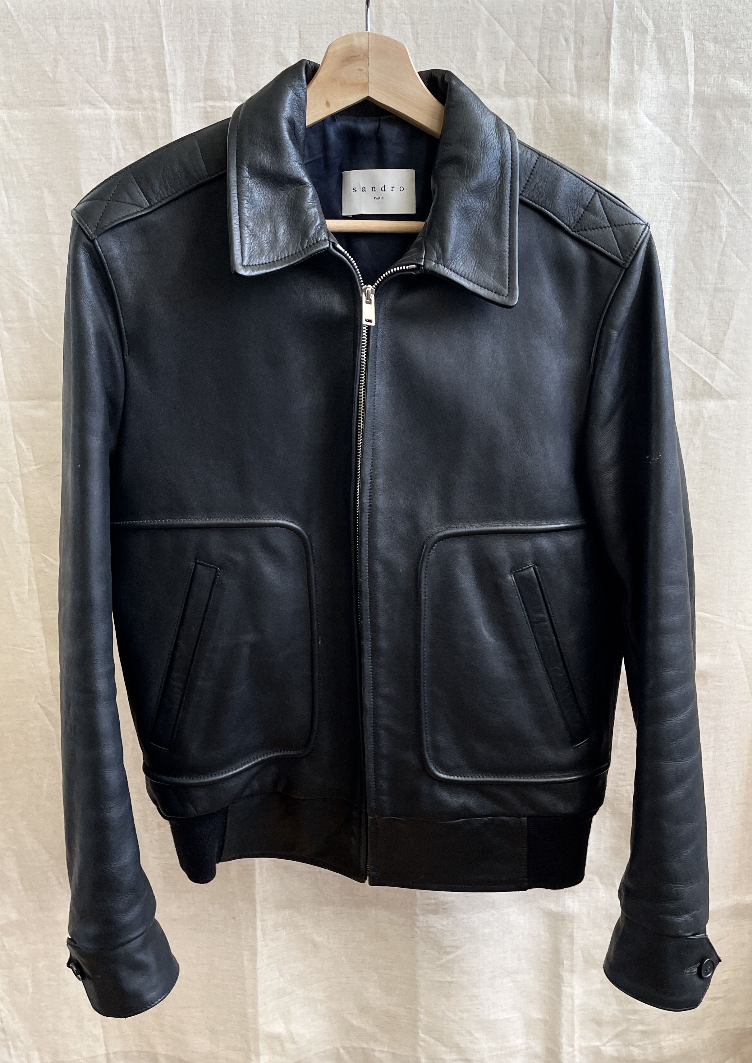 Sandro Rare Leather Sandro Jacket | Grailed