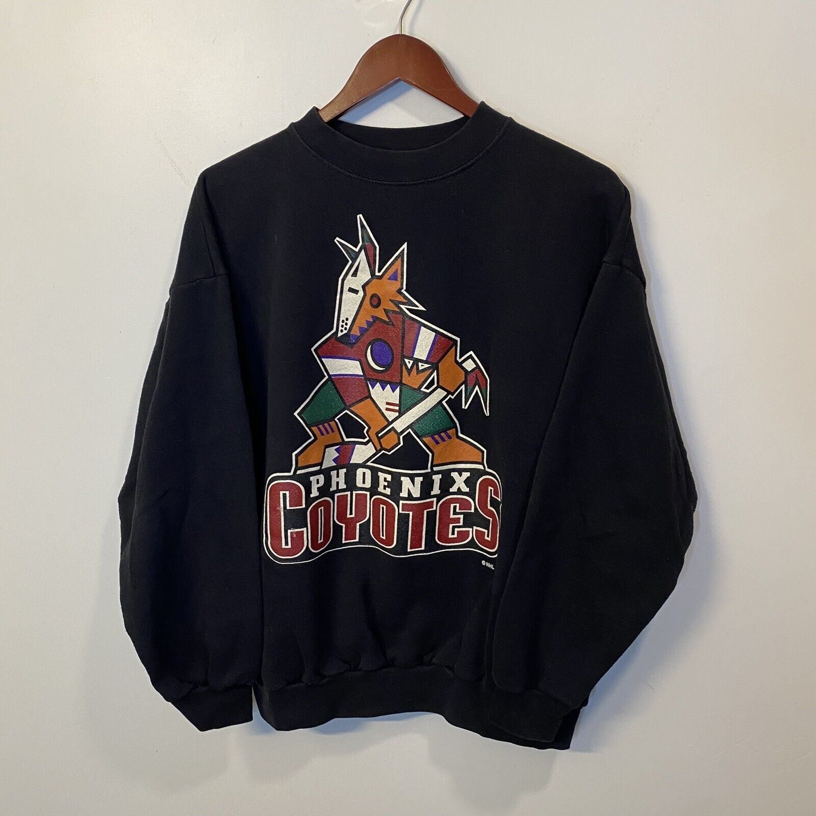 Vintage Vtg 90s Phoenix Coyotes Logo 7 NHL Black Crewneck Sweater | Grailed