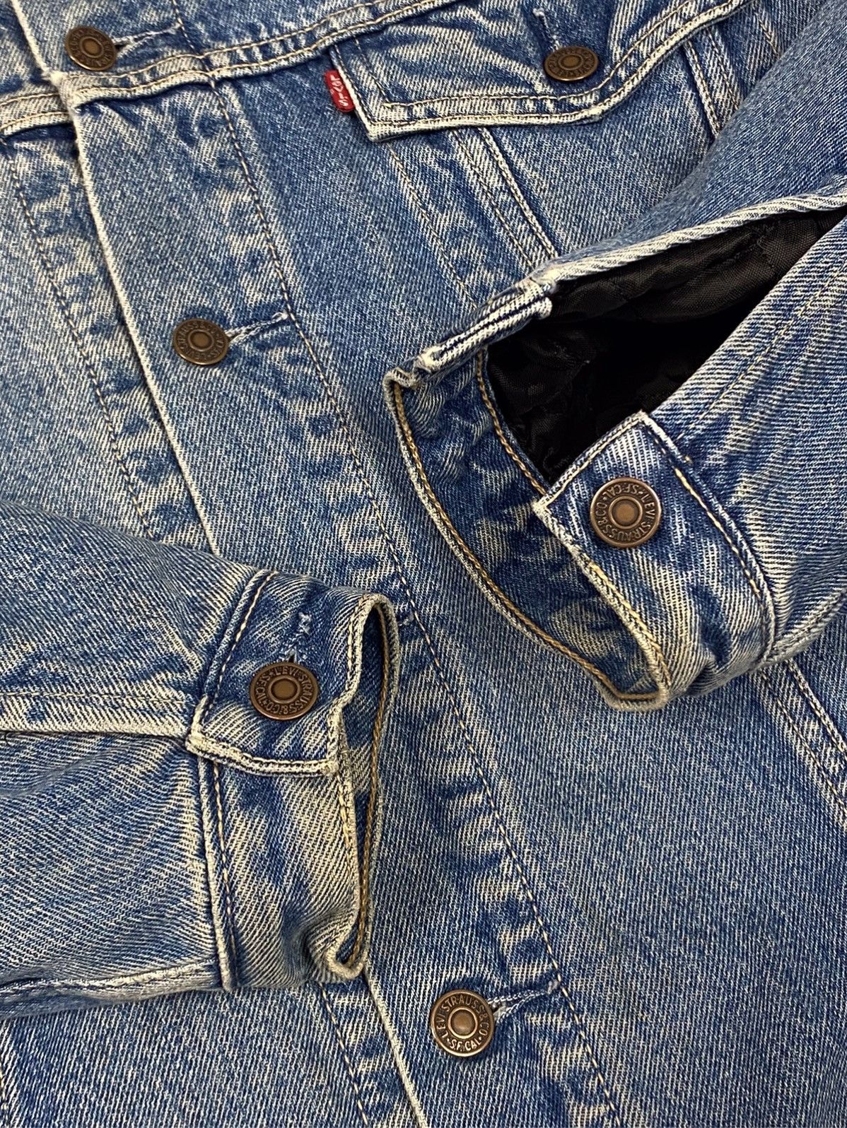 Levi's × Levi's Vintage Clothing × Vintage LEVIS VINTAGE 90S PLAID LINED TRUCKER DENIM JACKET Size US XL / EU 56 / 4 - 4 Thumbnail