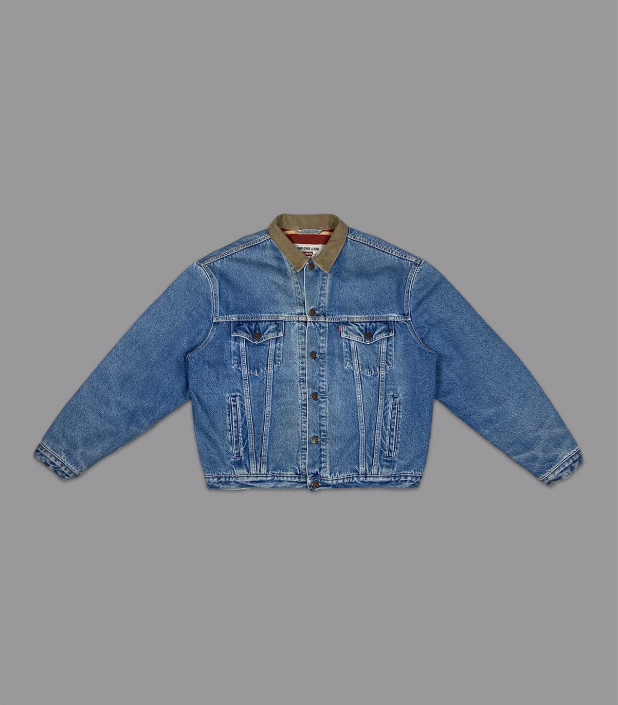 Levi's × Levi's Vintage Clothing × Vintage LEVIS VINTAGE 90S PLAID LINED TRUCKER DENIM JACKET Size US XL / EU 56 / 4 - 8 Thumbnail