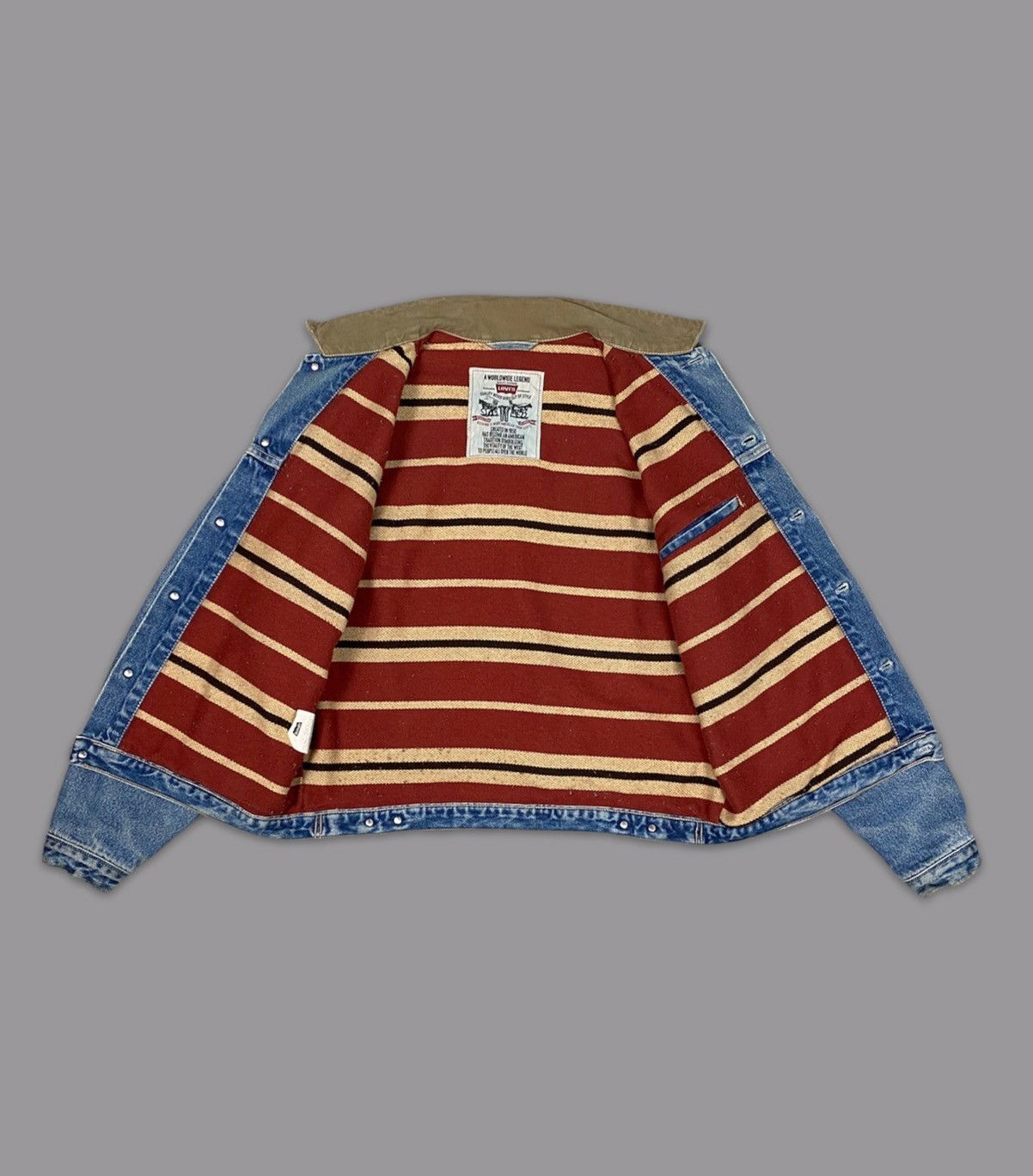 Levi's × Levi's Vintage Clothing × Vintage LEVIS VINTAGE 90S PLAID LINED TRUCKER DENIM JACKET Size US XL / EU 56 / 4 - 5 Thumbnail