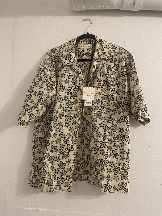 oversized open collar printed short sleeve shirt marni