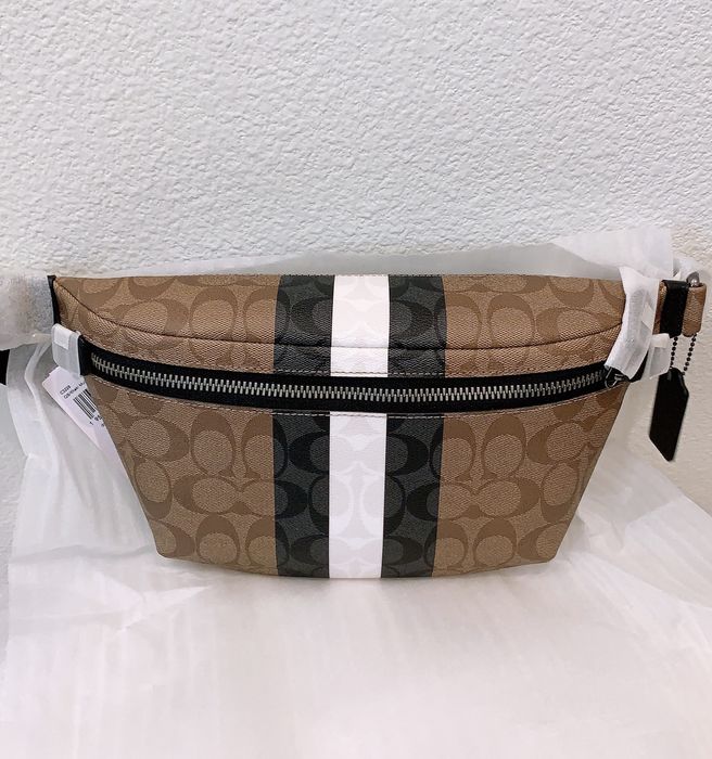 Coach Grade Belt Bag In Signature Canvas With Varsity Stripe Grailed