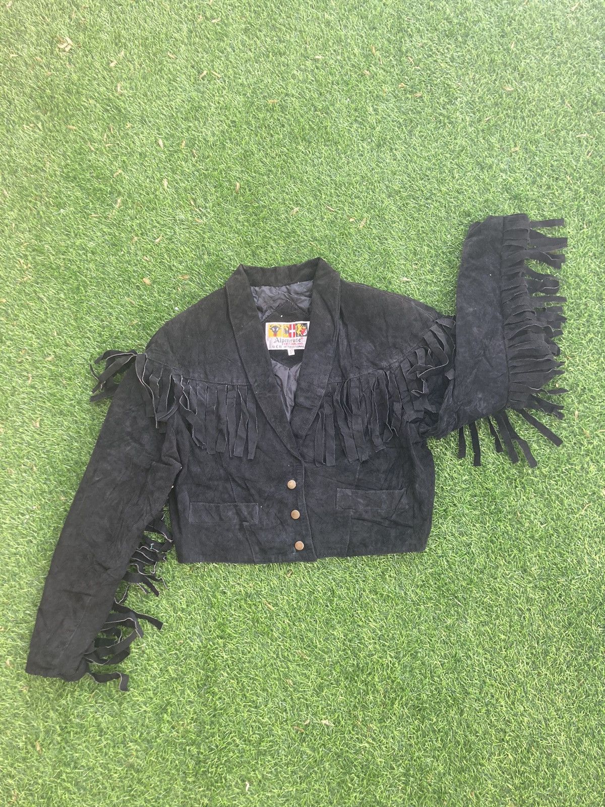 Vintage ALPENROSE SWITZERLAND SUEDE LEATHER FRINGE JACKET Size US S / EU 44-46 / 1 - 1 Thumbnail