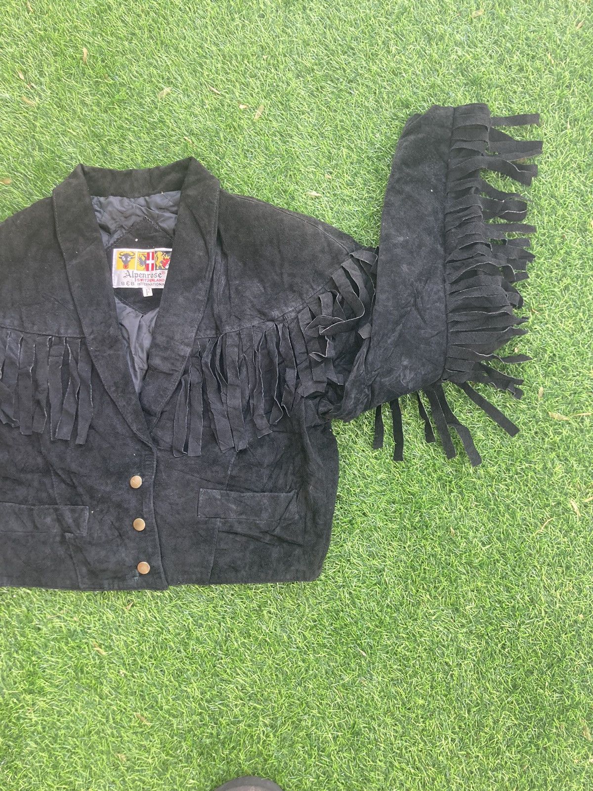 Vintage ALPENROSE SWITZERLAND SUEDE LEATHER FRINGE JACKET Size US S / EU 44-46 / 1 - 4 Thumbnail