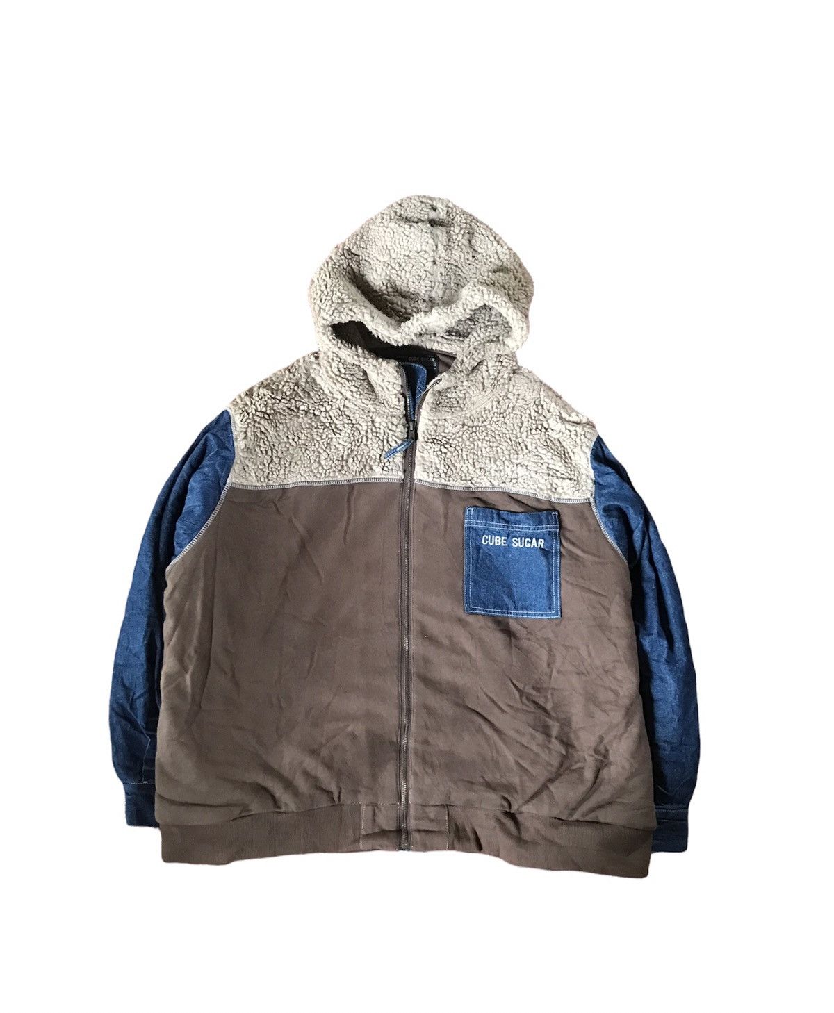 Japanese Brand CUBE SUGAR HOODIE SHERPA DENIM SLEEVES Size US XL / EU 56 / 4 - 1 Thumbnail