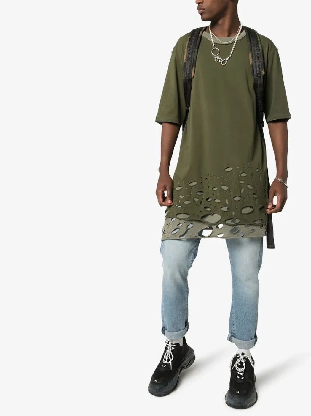 Faith Connexion Khaki distressed tshirt Size US XS / EU 42 / 0 - 3 Thumbnail