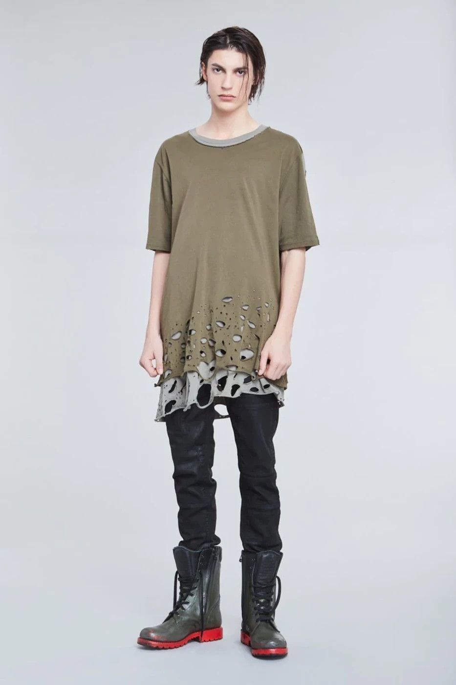 Khaki distressed tshirt