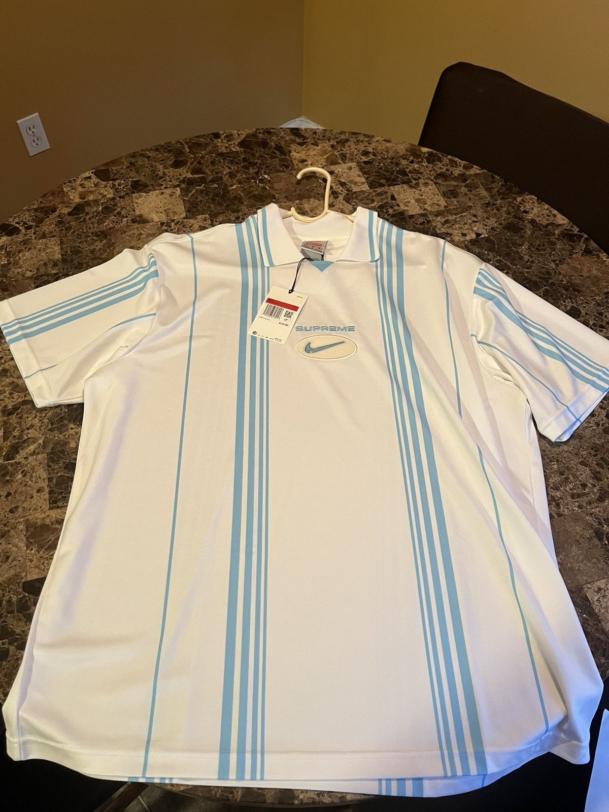 Supreme Nike Jewel Stripe Soccer Jersey White