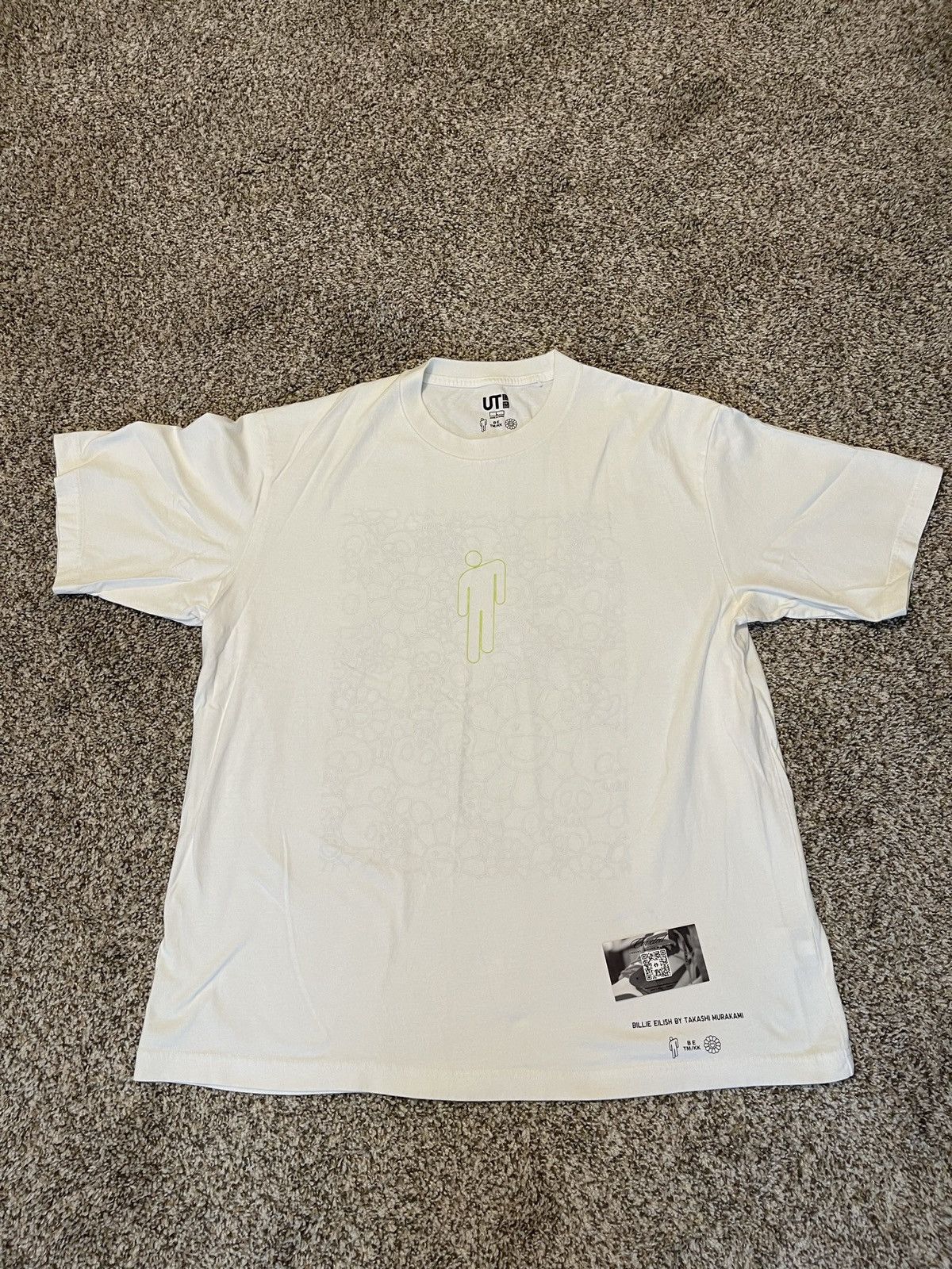 T-shirt Graphique UNIQLO Billie Eilish X Takashi Murakami Flowers - Blanc Taille 13 - Neuf Avec étiquettes - 100% Coton