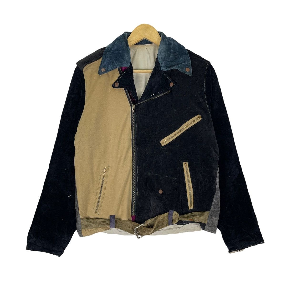 Velvet ☀️90s BIKERS VELVET DOUBLE COLLAR ZIPPER JACKET Size US S / EU 44-46 / 1 - 1 Thumbnail