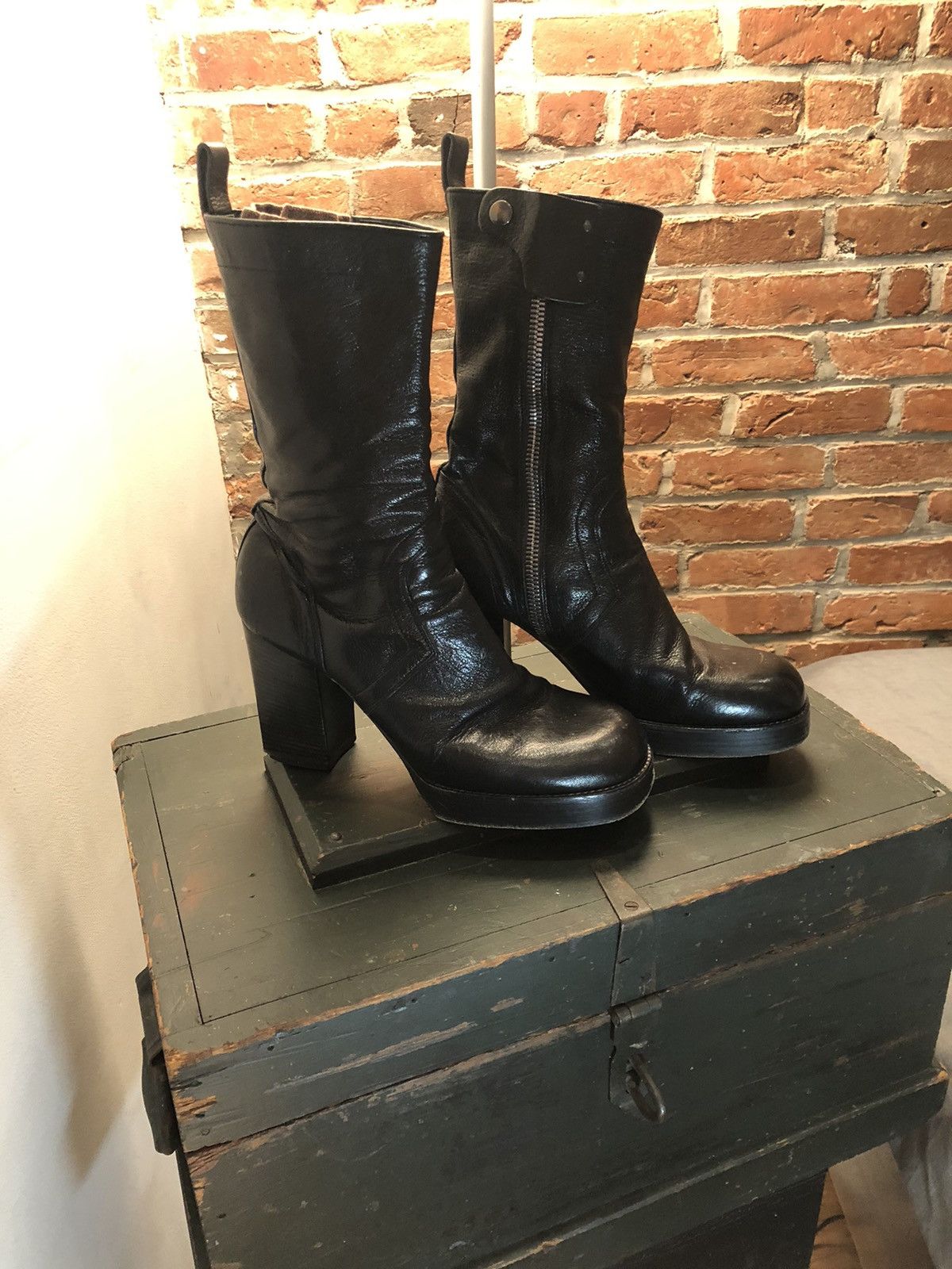 Rick Owens Destroy leather heels boots Size US 9 / EU 42 - 2 Preview