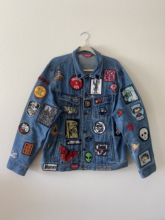 Supreme jean cheap jacket patches