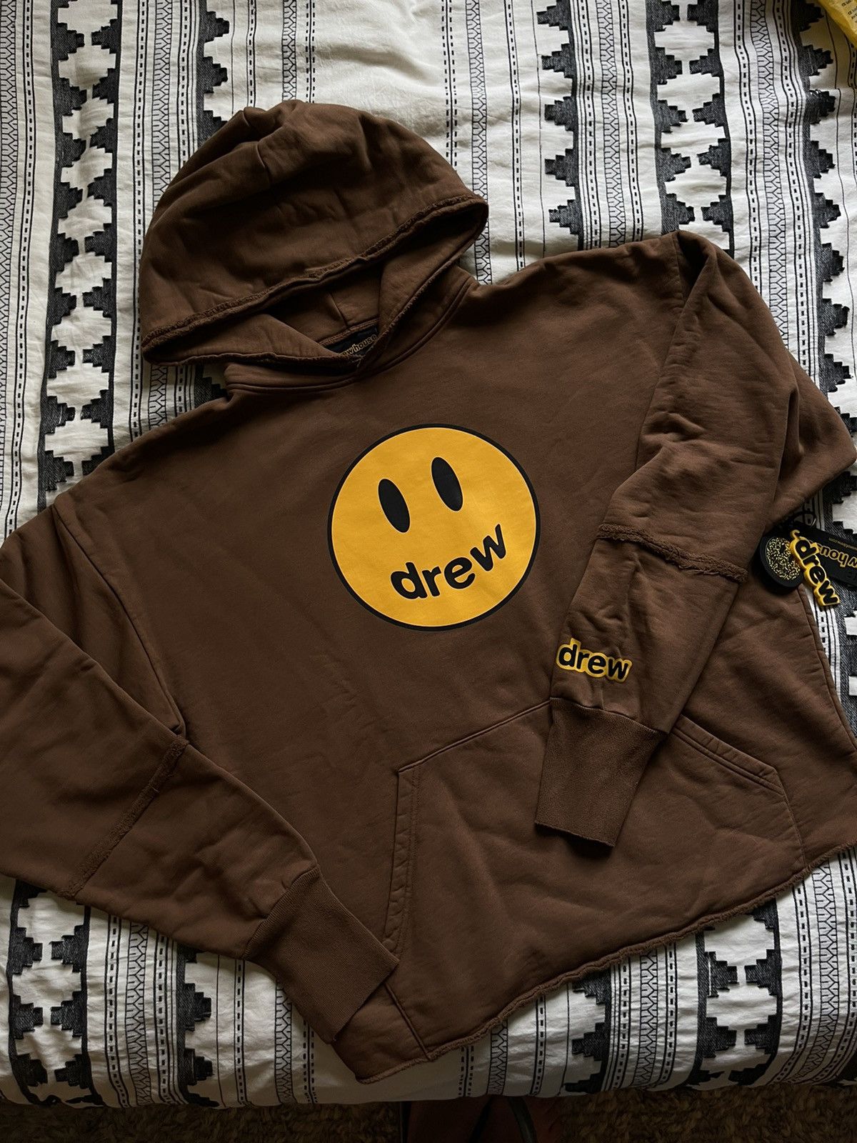 Justin Bieber Drew House x Justin Bieber Mascot Deconstructed Brown Hoodie  | Grailed