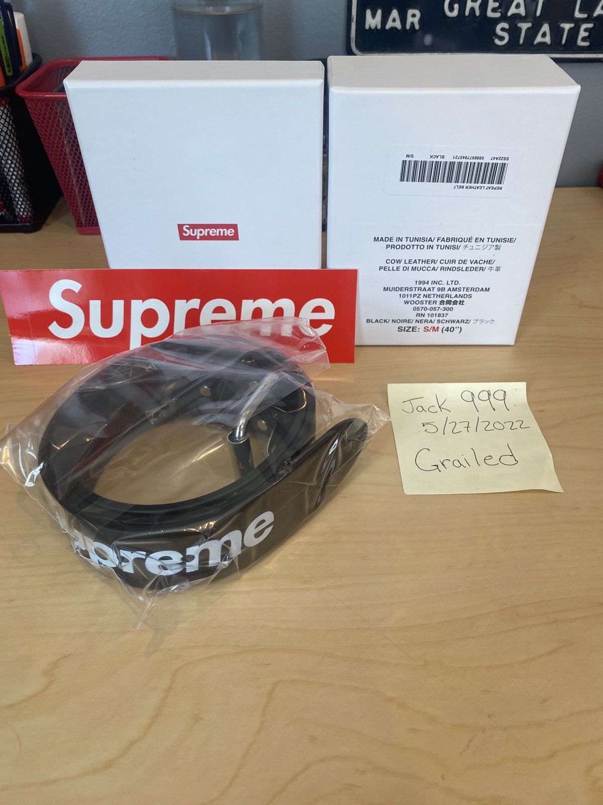 Supreme Supreme Repeat Leather Belt Black S/M | Grailed 
