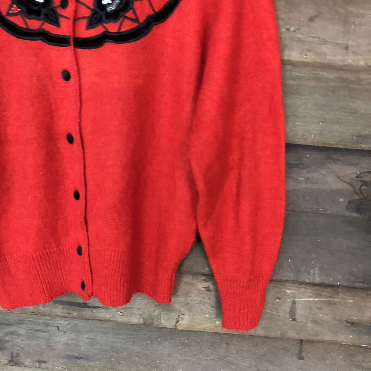 Japanese Brand Tokyo New Mode Red Patterned Cardigans #6824 Size M / US 6-8 / IT 42-44 - 5 Thumbnail