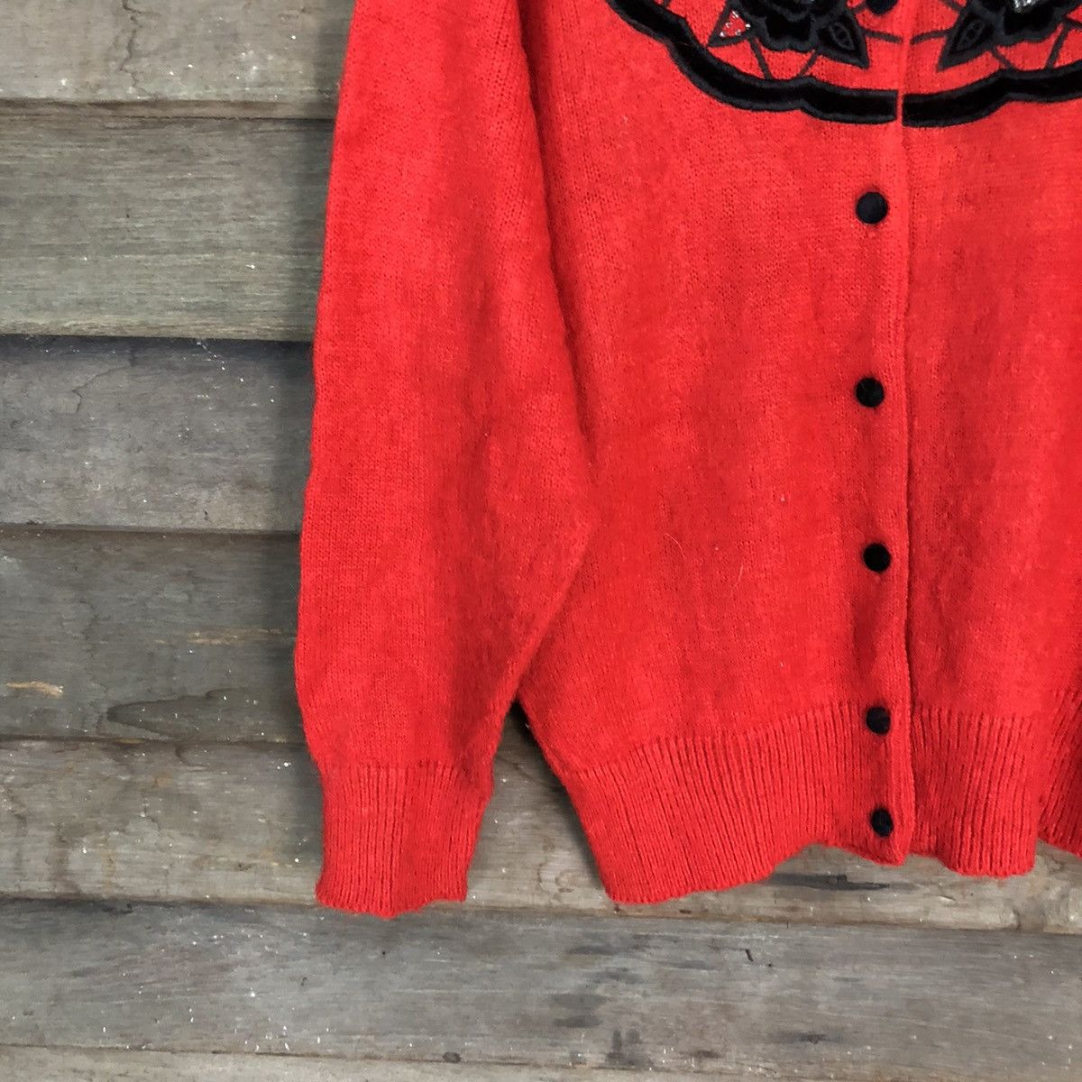 Japanese Brand Tokyo New Mode Red Patterned Cardigans #6824 Size M / US 6-8 / IT 42-44 - 4 Thumbnail