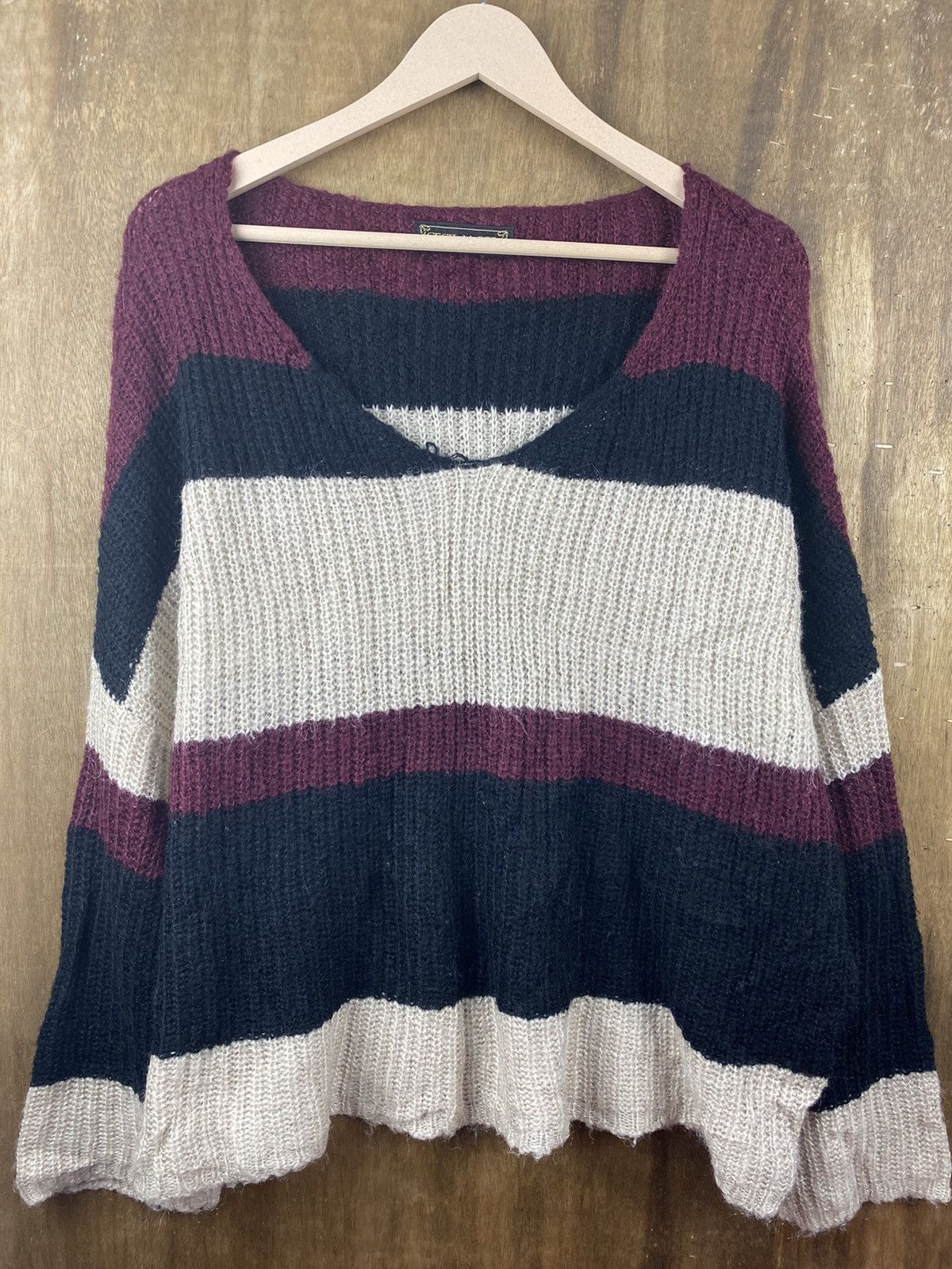 Homespun Knitwear × Japanese Brand × OVER THE STRiPES Cecil McBee stripe japan Kniwear #Z016 Size US L / EU 52-54 / 3 - 3 Thumbnail