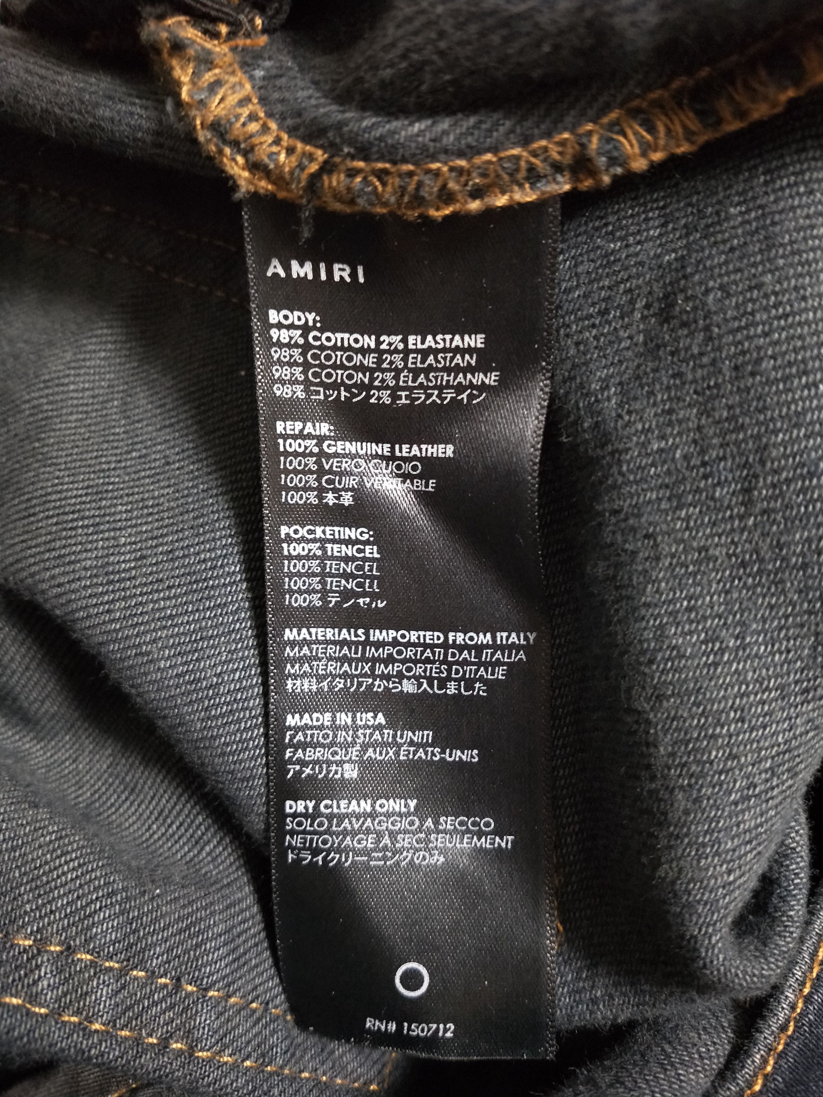 Amiri Dark Indigo MX1 Leather Jeans Size US 31 - 10 Thumbnail