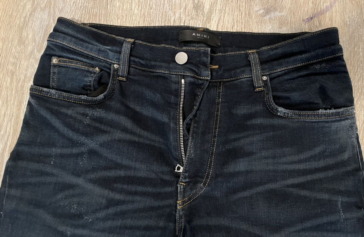 Amiri Dark Indigo MX1 Leather Jeans Size US 31 - 6 Thumbnail