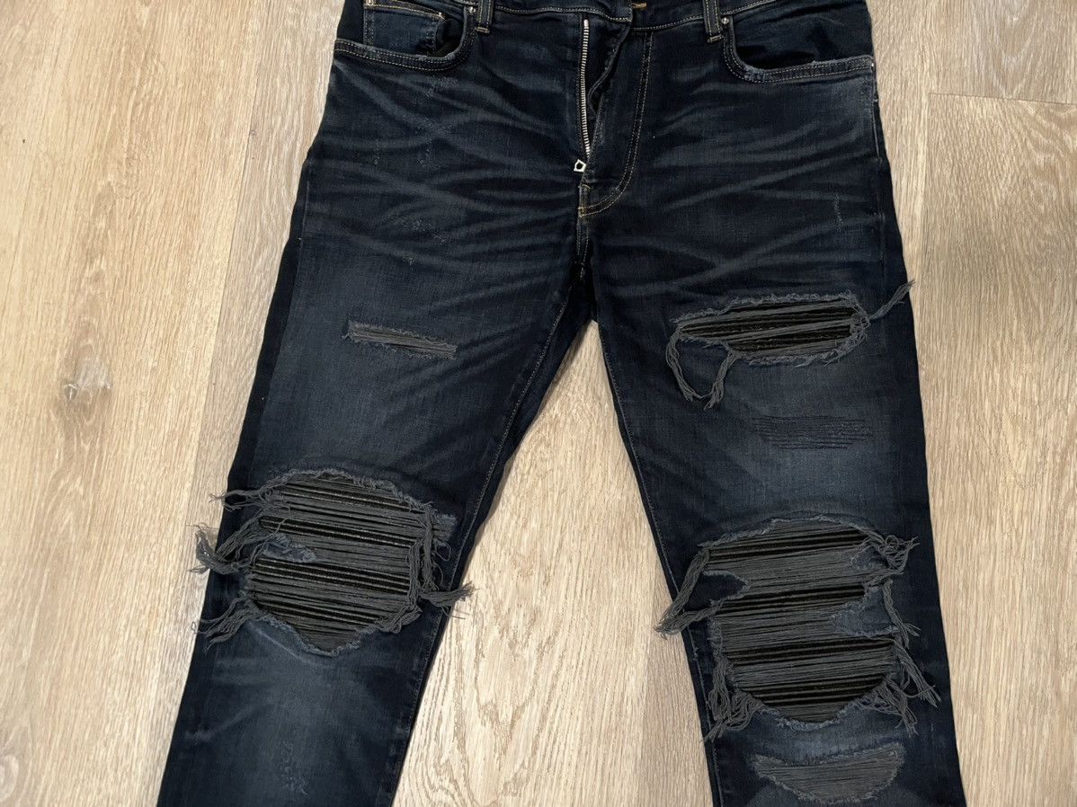 Amiri Dark Indigo MX1 Leather Jeans Size US 31 - 1 Thumbnail