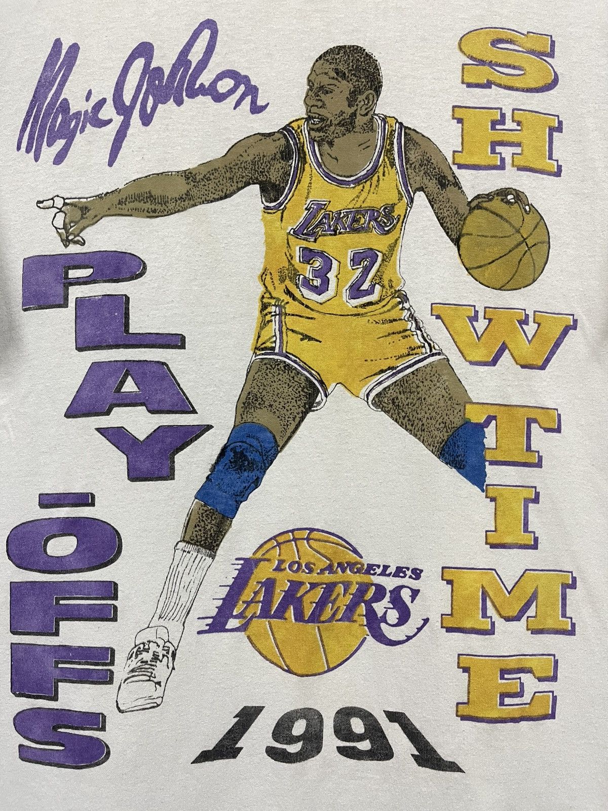 VTG Magic Johnson t-shirt 1990's Lakers NBA Mens Sz M White Single authentic Stitch