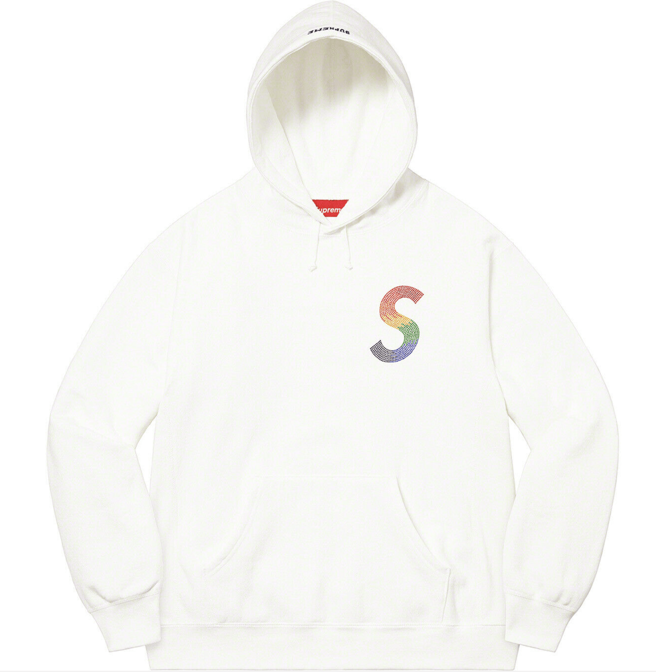 Supreme × Swarovski Supreme Swarovski S Logo Hooded Sweatshirt White Size XL Size US XL / EU 56 / 4 - 1 Thumbnail