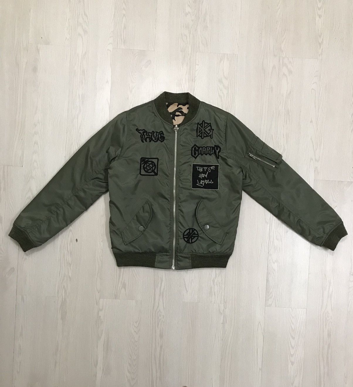 Japanese Brand × Seditionaries × Vintage 💥RARE💥 Vintage Punk Bomber Jacket Camo Reversible Jacket Size US M / EU 48-50 / 2 - 5 Thumbnail