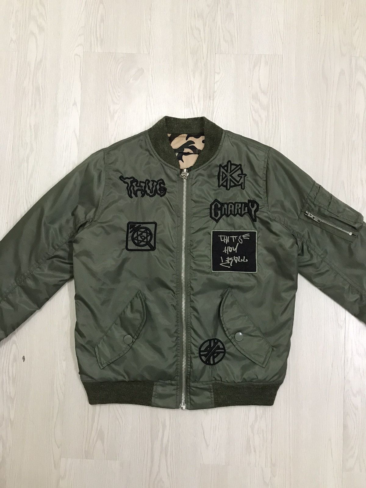 Japanese Brand × Seditionaries × Vintage 💥RARE💥 Vintage Punk Bomber Jacket Camo Reversible Jacket Size US M / EU 48-50 / 2 - 1 Thumbnail