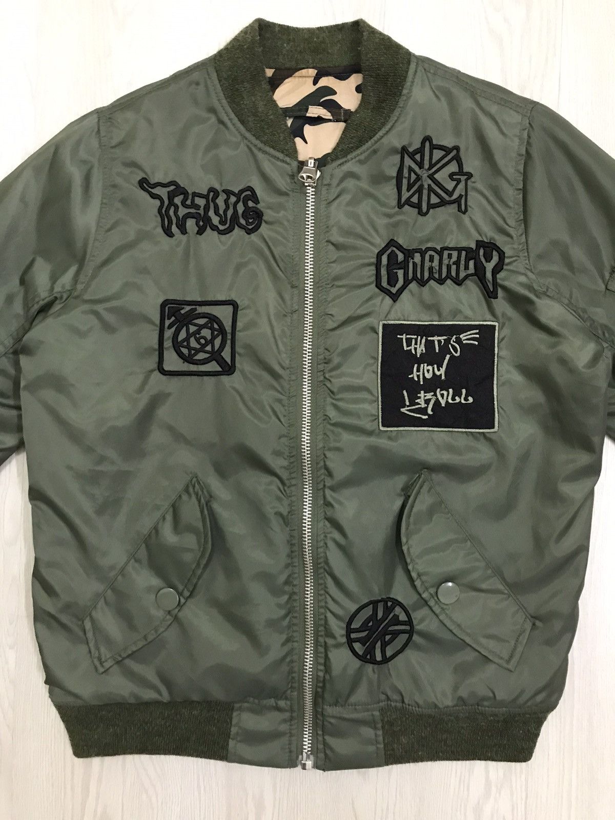 Japanese Brand × Seditionaries × Vintage 💥RARE💥 Vintage Punk Bomber Jacket Camo Reversible Jacket Size US M / EU 48-50 / 2 - 6 Thumbnail