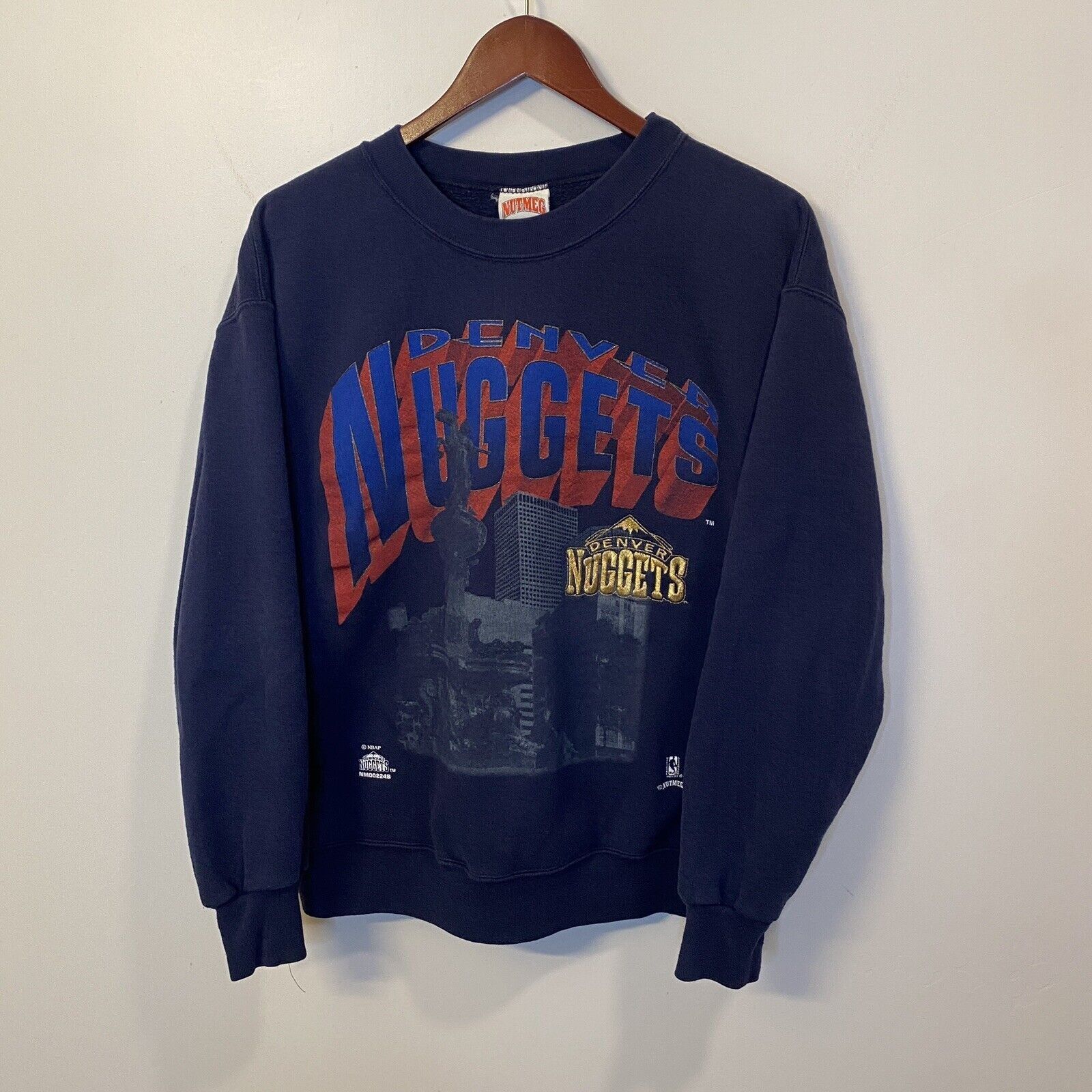 Vintage VTG NBA Denver Nuggets Nutmeg Blue 80s Crewneck Sweater | Grailed