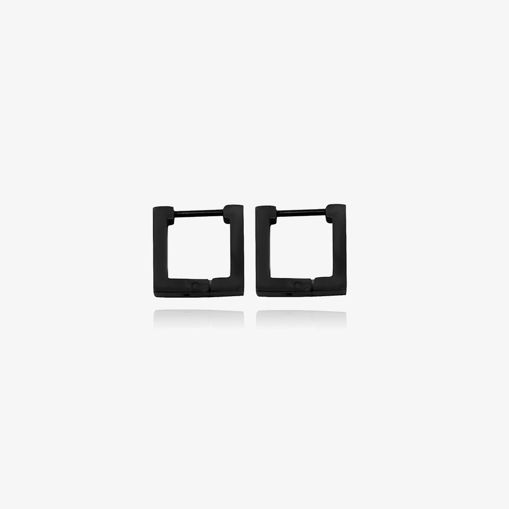 Jewelry × Vintage Fashion Black Square Men's Stud Earrings Size ONE SIZE - 1 Thumbnail