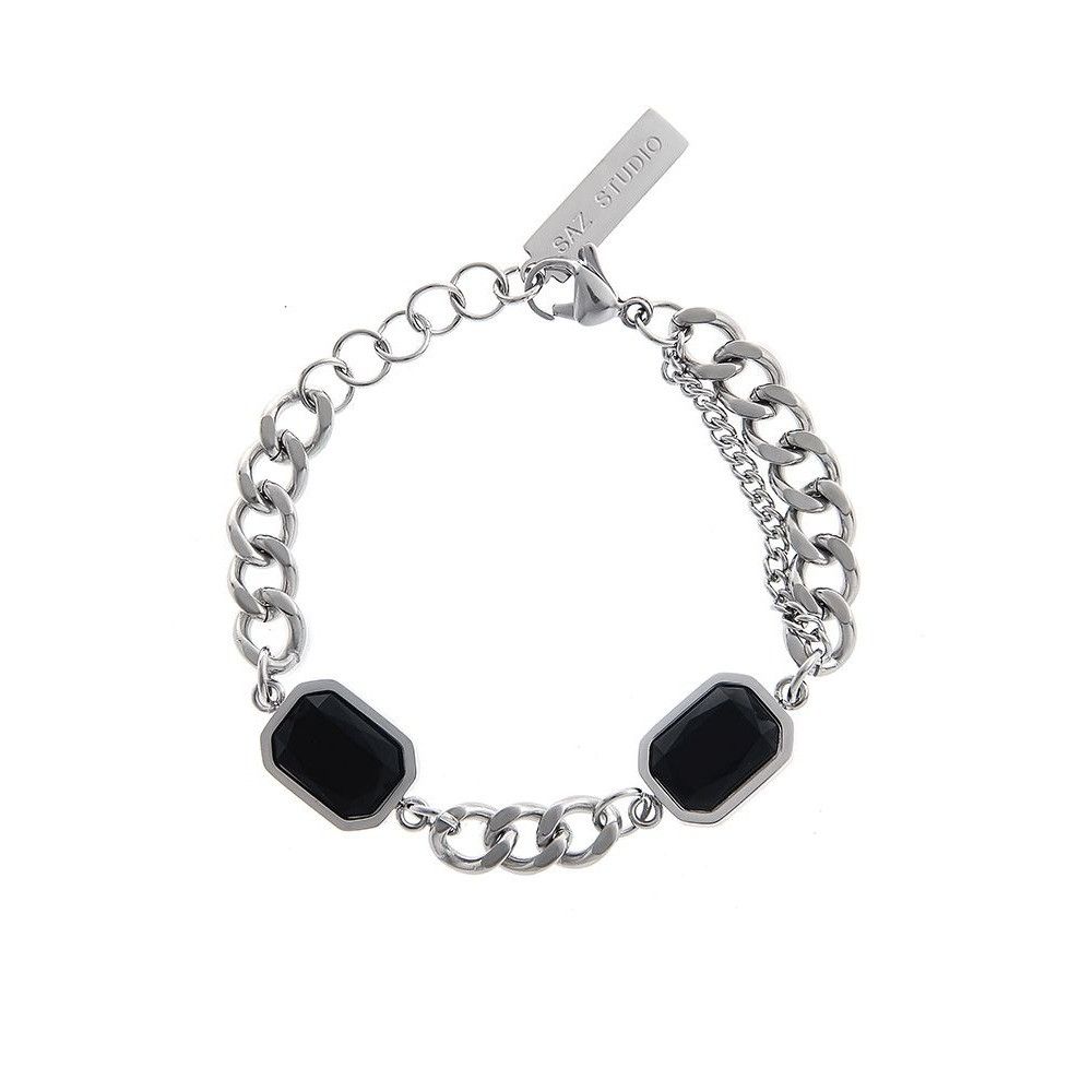 Jewelry × Vintage Black Square Pendant Fashion Men's Bracelet Size ONE SIZE - 1 Thumbnail