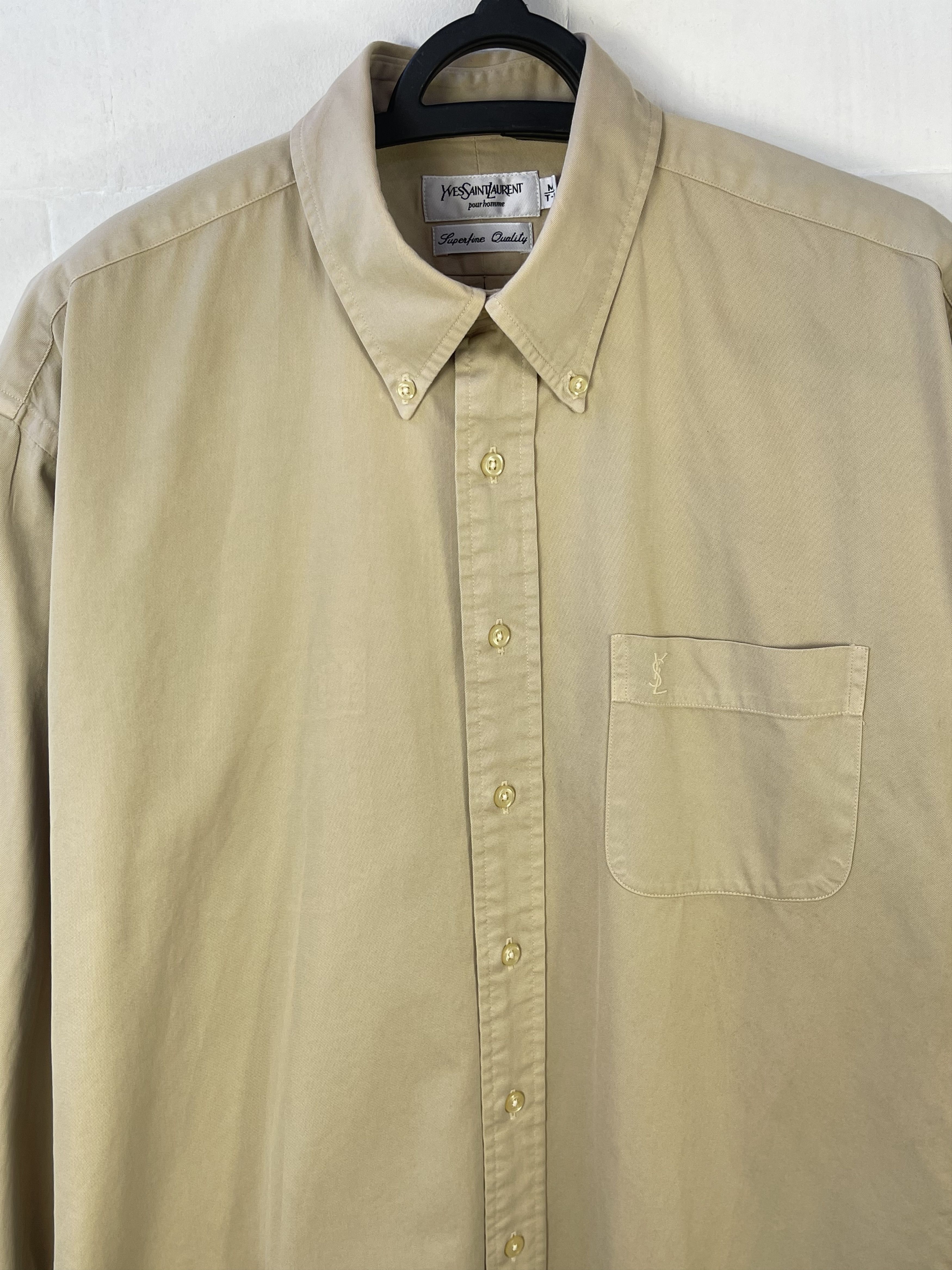 Yves Saint Laurent 🔥 Ysl vintage shirt beige rare size M cotton Size US M / EU 48-50 / 2 - 2 Thumbnail