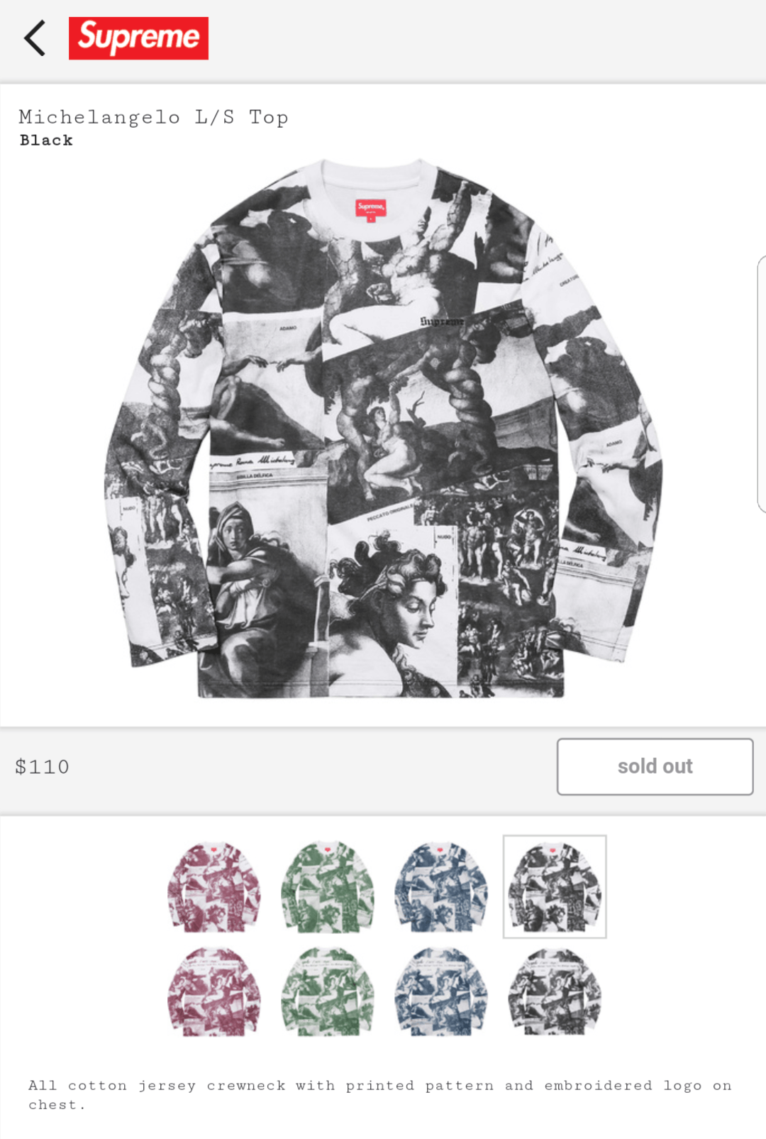 Supreme Michelangelo L/S Top Black | Grailed