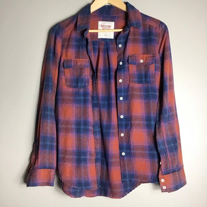 Mossimo Vintage Y2K Mossimo Supply Co Plaid Flannel Red Blue Small