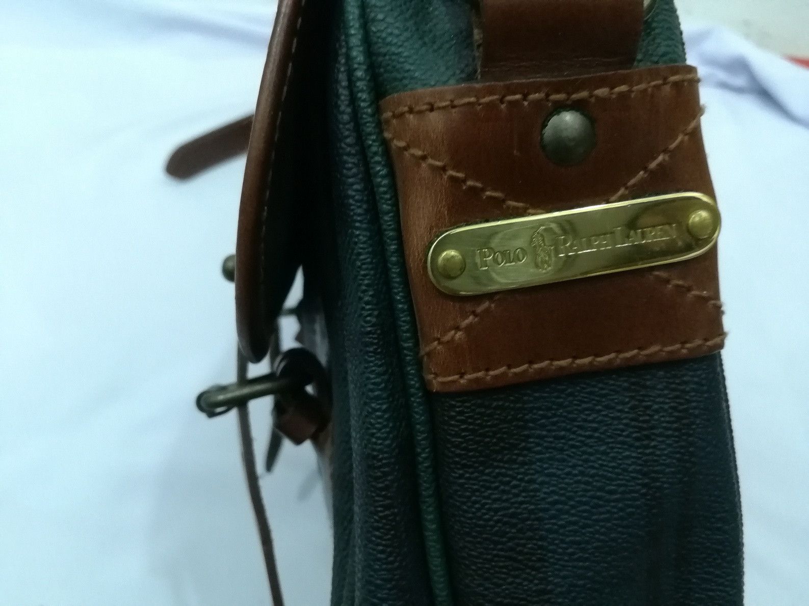 Leather POLO Ralph Lauren Vintage Plaid Leather Messenger Size ONE SIZE - 2 Thumbnail