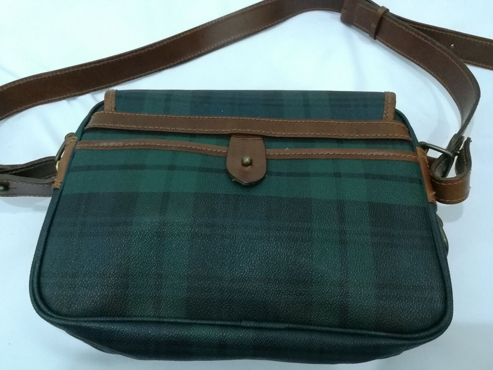 Leather POLO Ralph Lauren Vintage Plaid Leather Messenger Size ONE SIZE - 9 Thumbnail