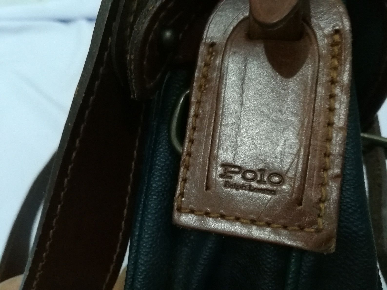 Leather POLO Ralph Lauren Vintage Plaid Leather Messenger Size ONE SIZE - 4 Thumbnail