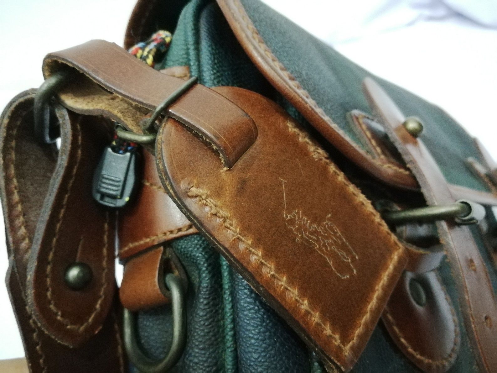 Leather POLO Ralph Lauren Vintage Plaid Leather Messenger Size ONE SIZE - 3 Thumbnail