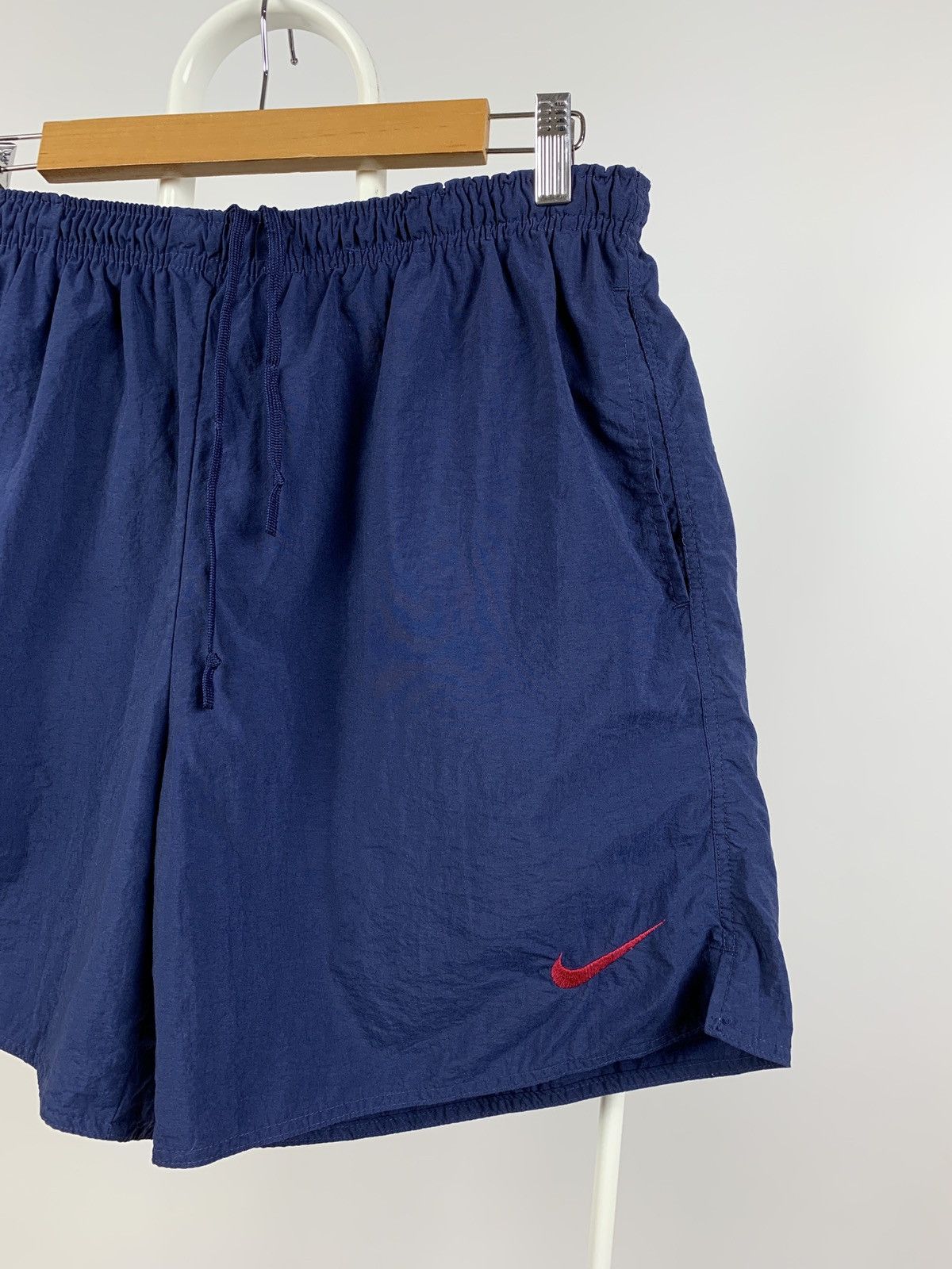 Nike 90s Vintage Nike Big Logo Swoosh Navy Blue Shorts Made in UK Size US 32 / EU 48 - 4 Thumbnail