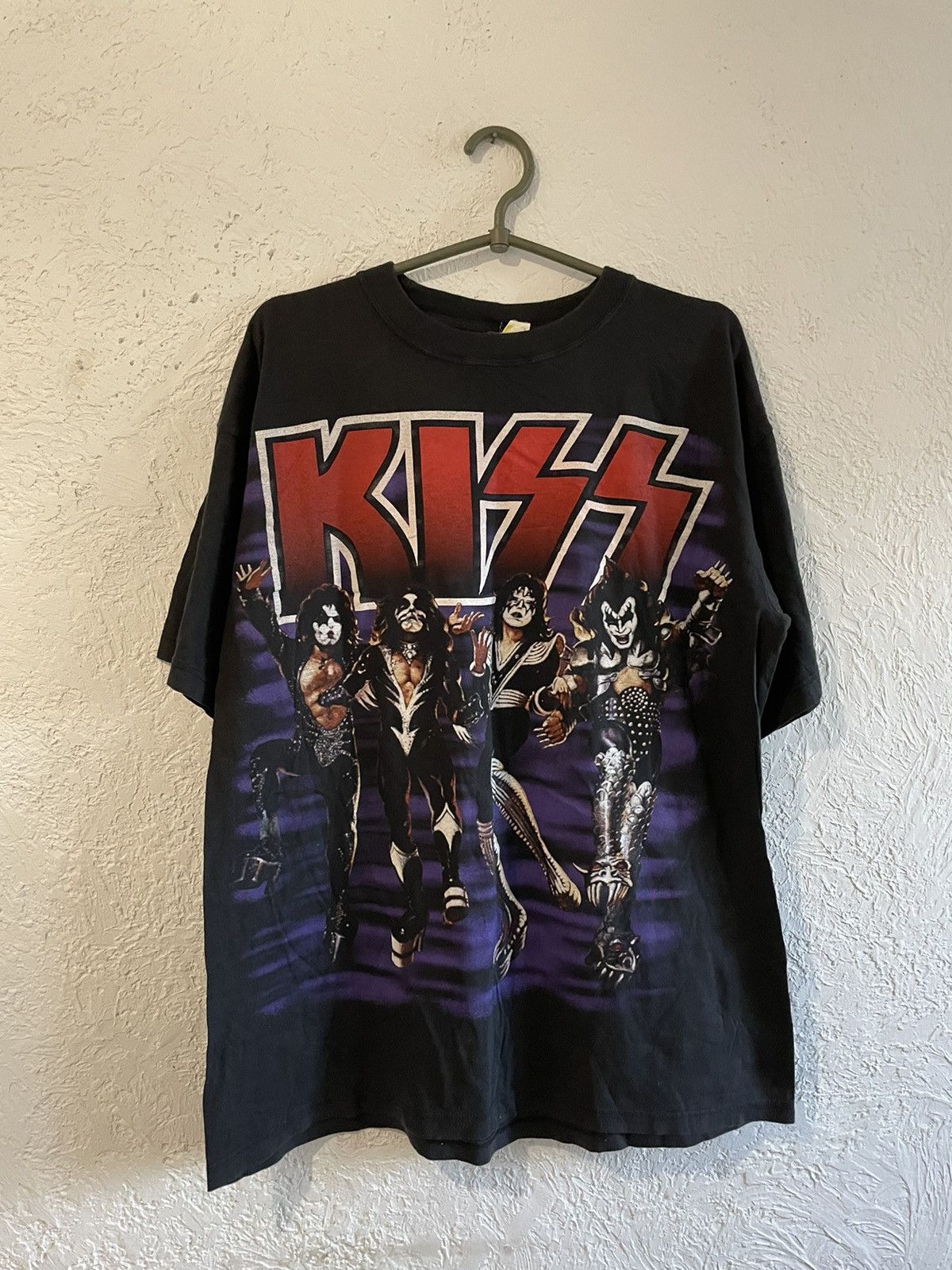 image of Band Tees x Kiss Vintage 90's T Shirt Printed in Black, Men's (Size 2XL)