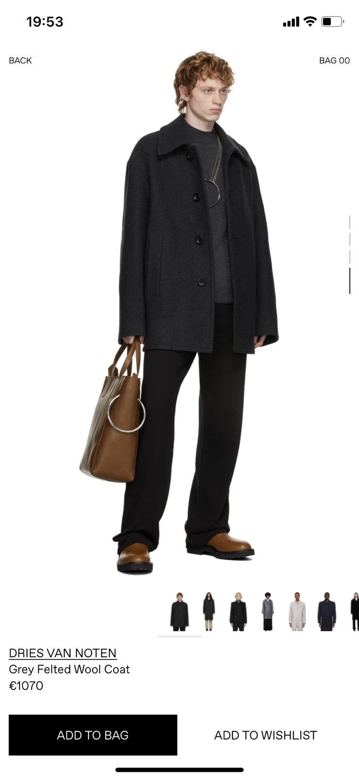 Dries Van Noten AW21 Grey felted wool coat Size US M / EU 48-50 / 2 - 8 Thumbnail