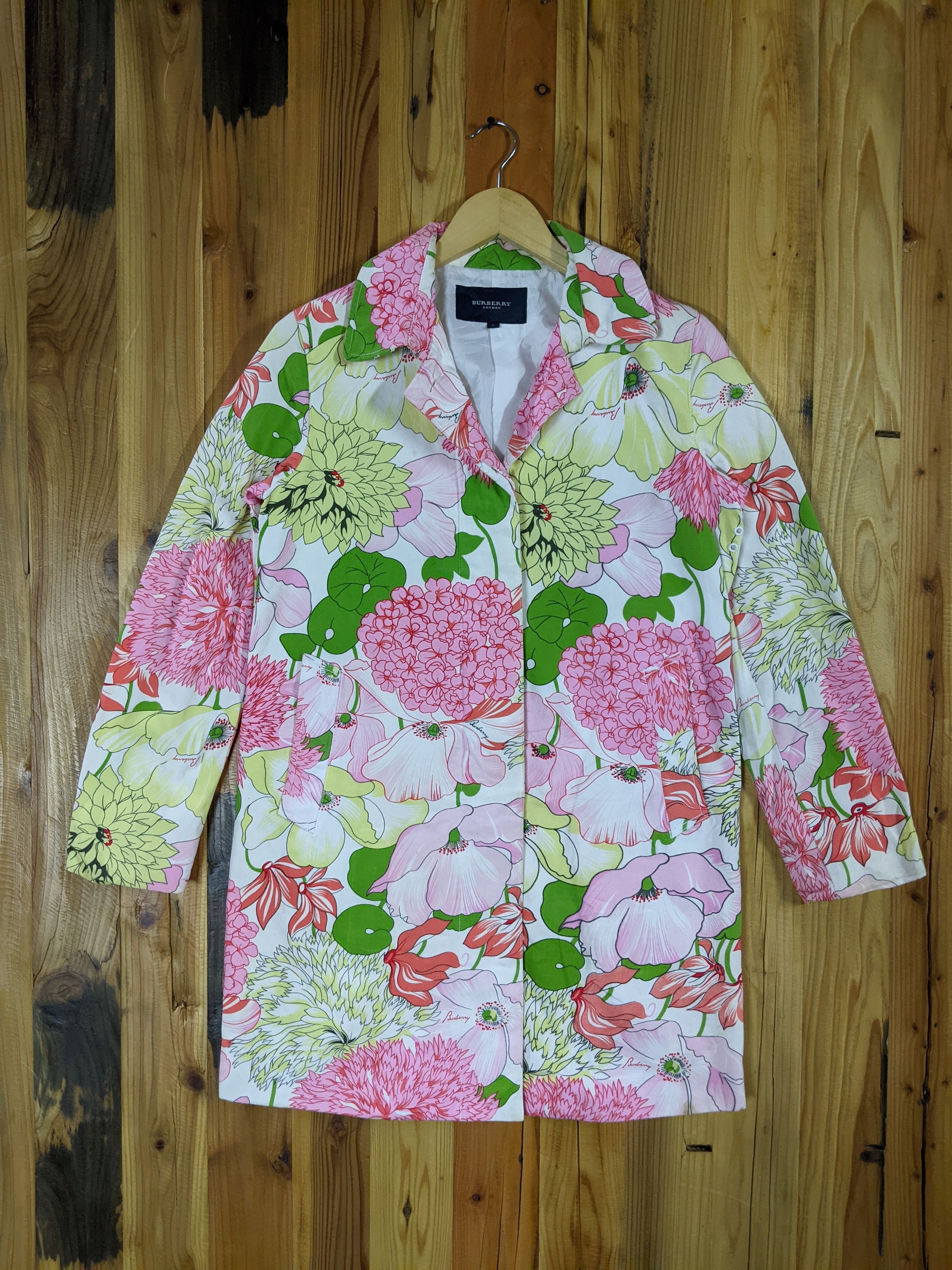 RARE Burberry Floral Coat Jacket Size S