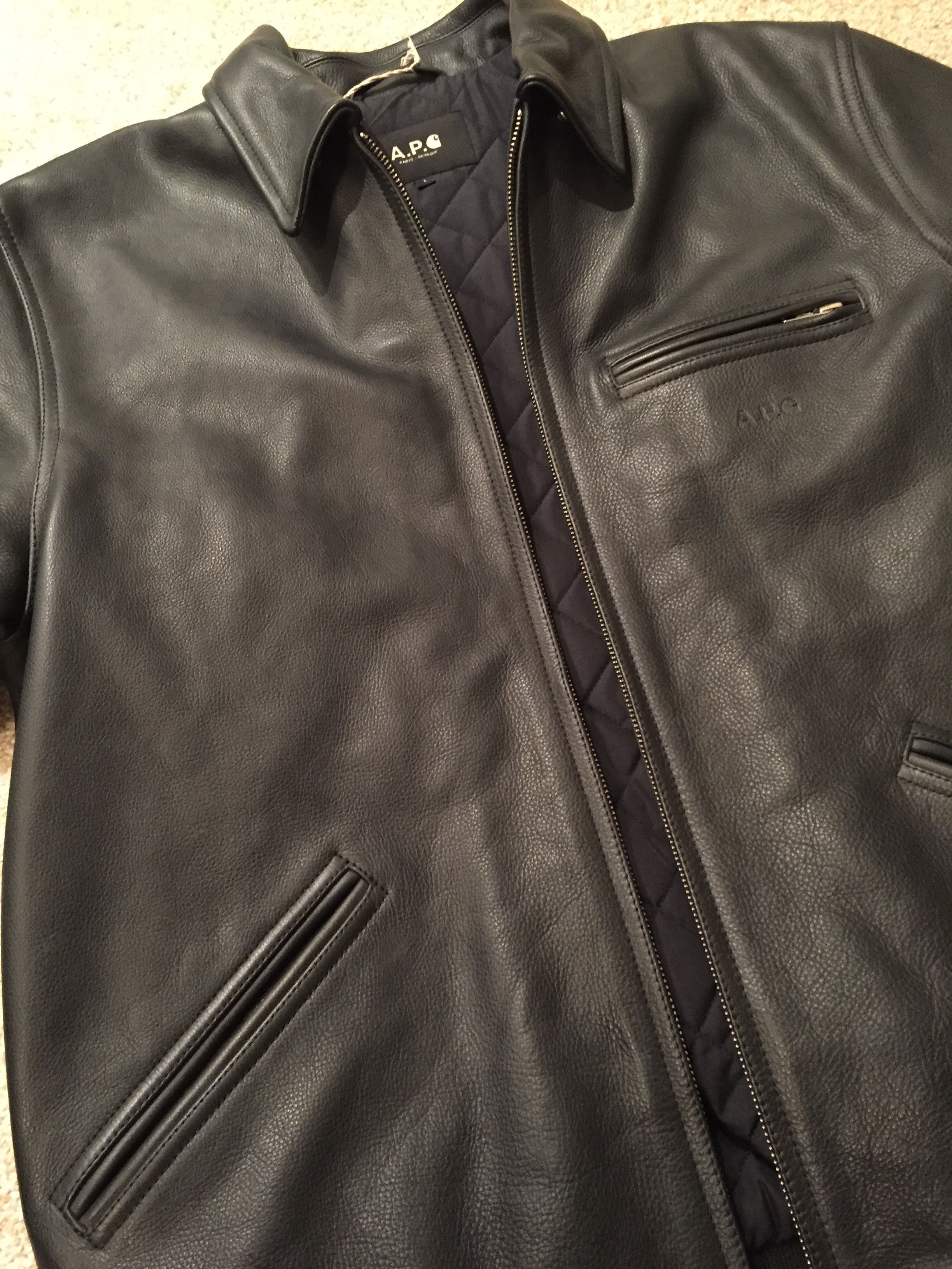 A.P.C. × Carhartt APC x Carhartt leather jacket | Grailed