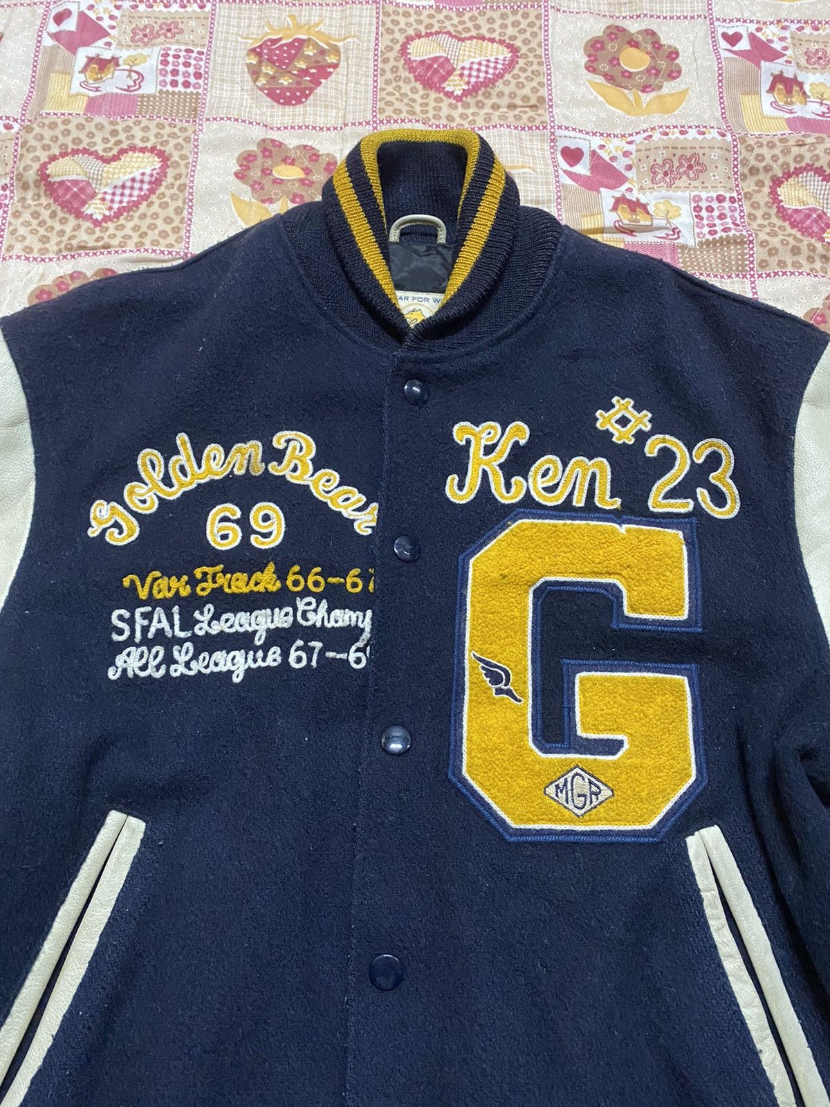 Leather × Vintage Golden Bear Varsity Leather Jacket Size US S / EU 44-46 / 1 - 5 Thumbnail