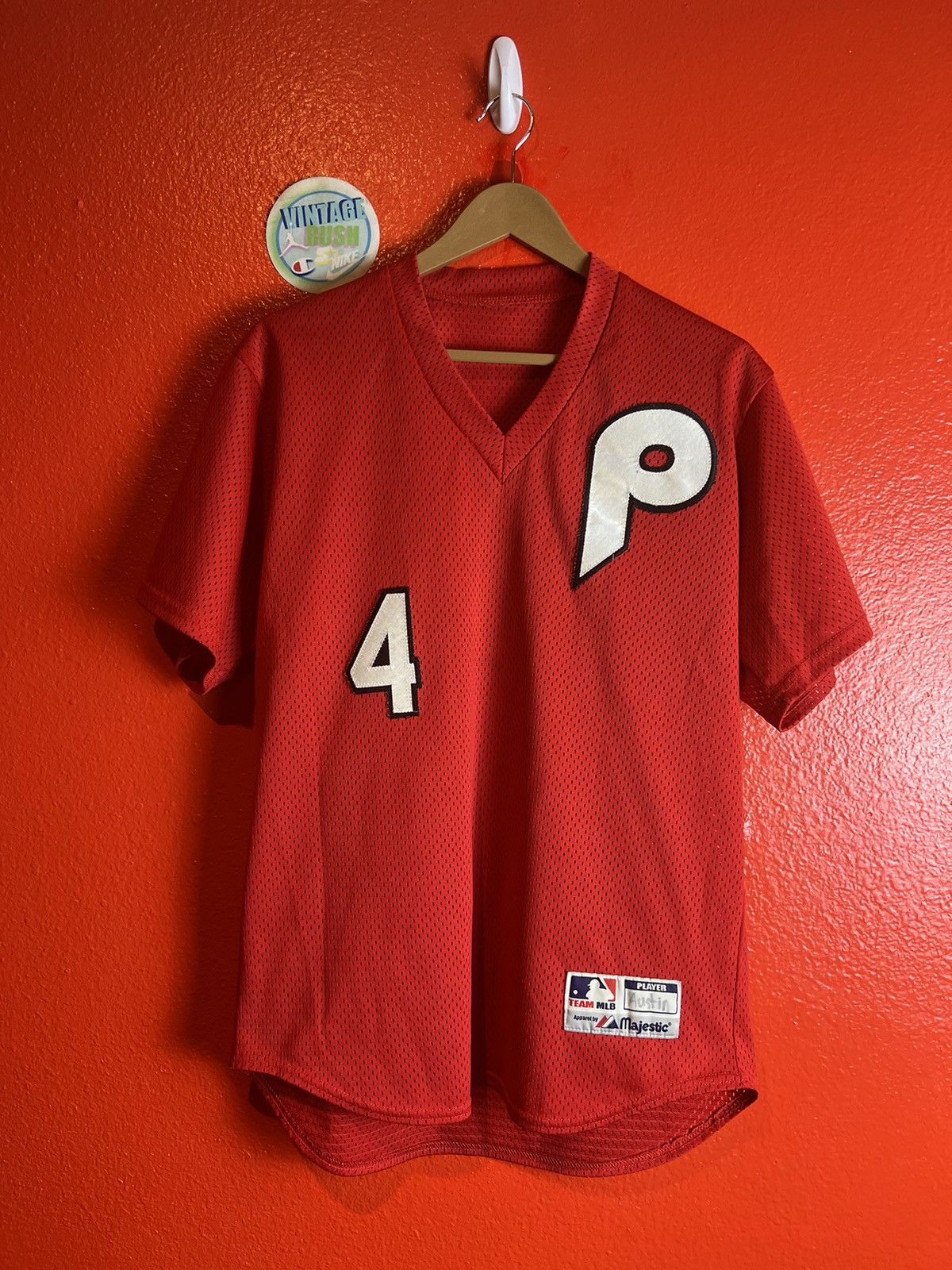 Phillies Jersey Vintage good Russell Starter Sand Knit 4# Wilson