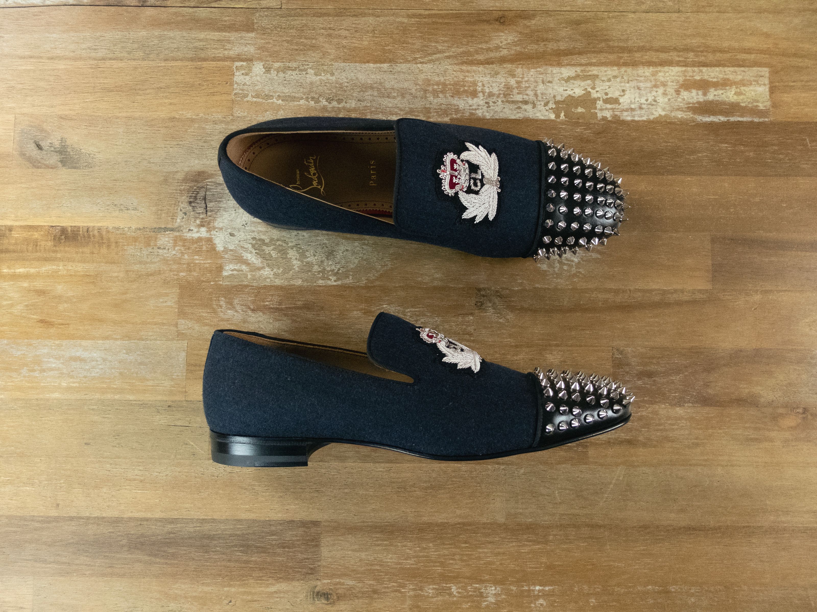 Christian Louboutin Blue Denim Black Spooky Spike MENS Loafer Christian Louboutin Spooky Velours Blue Spikes Men Slip-on  main image 4