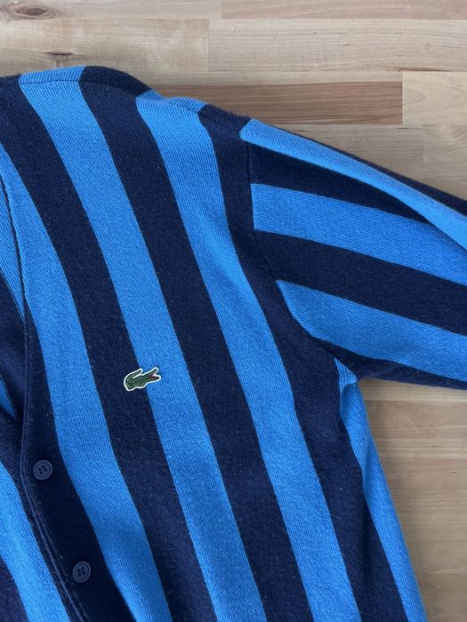 Supreme Supreme x Lacoste Striped Cardigan Navy | Grailed