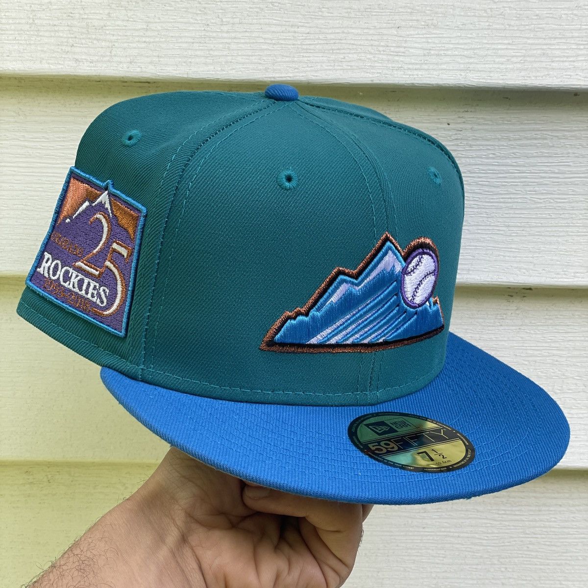 New Era Colorado Rockies Cyberpunks 10th Anniversary Patch Hat Club Exclusive 59FIFTY Fitted Hat Navy